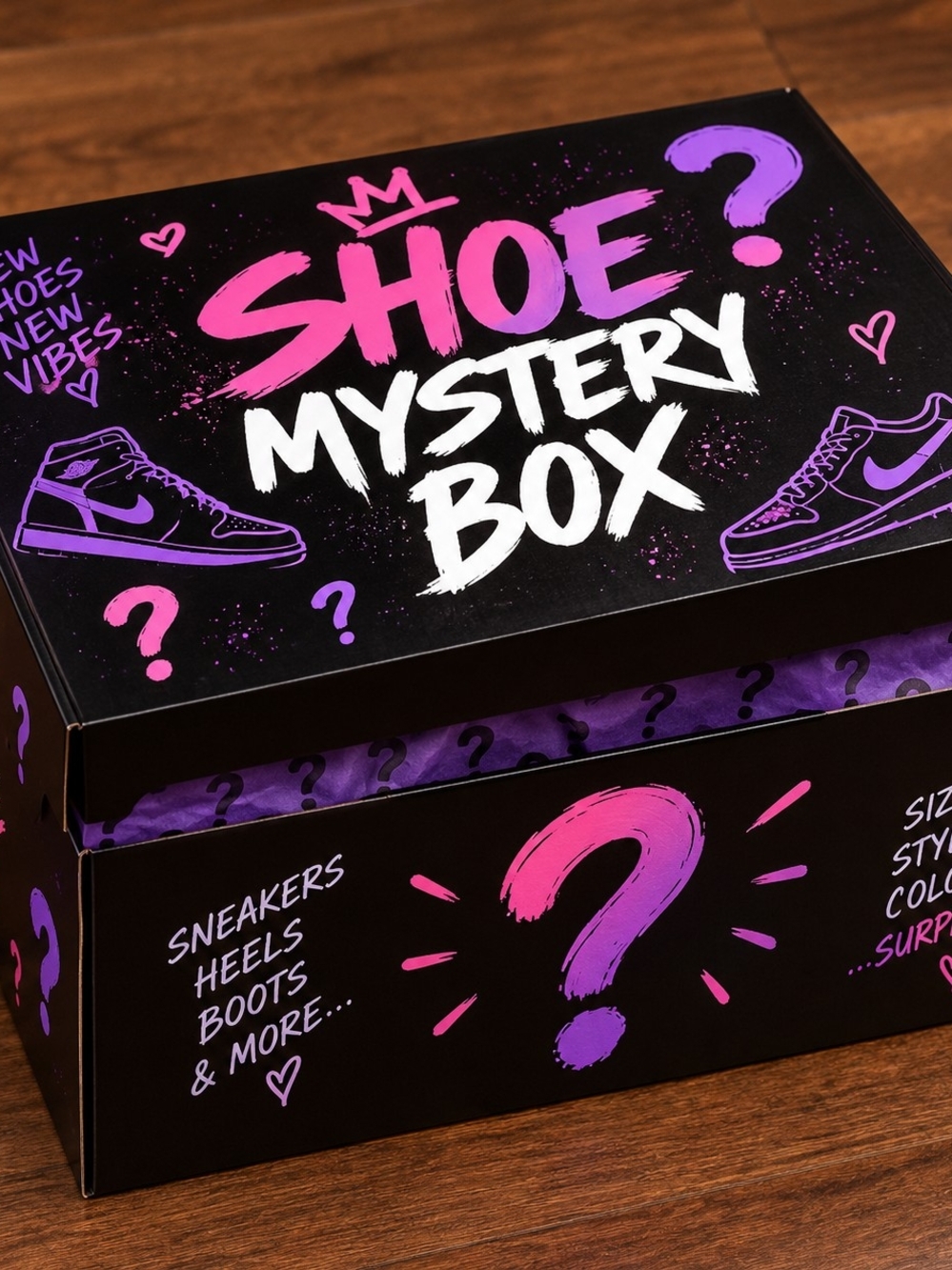 Mystery Shoe Box - Women's Surprise Shoes (Black & Purple)